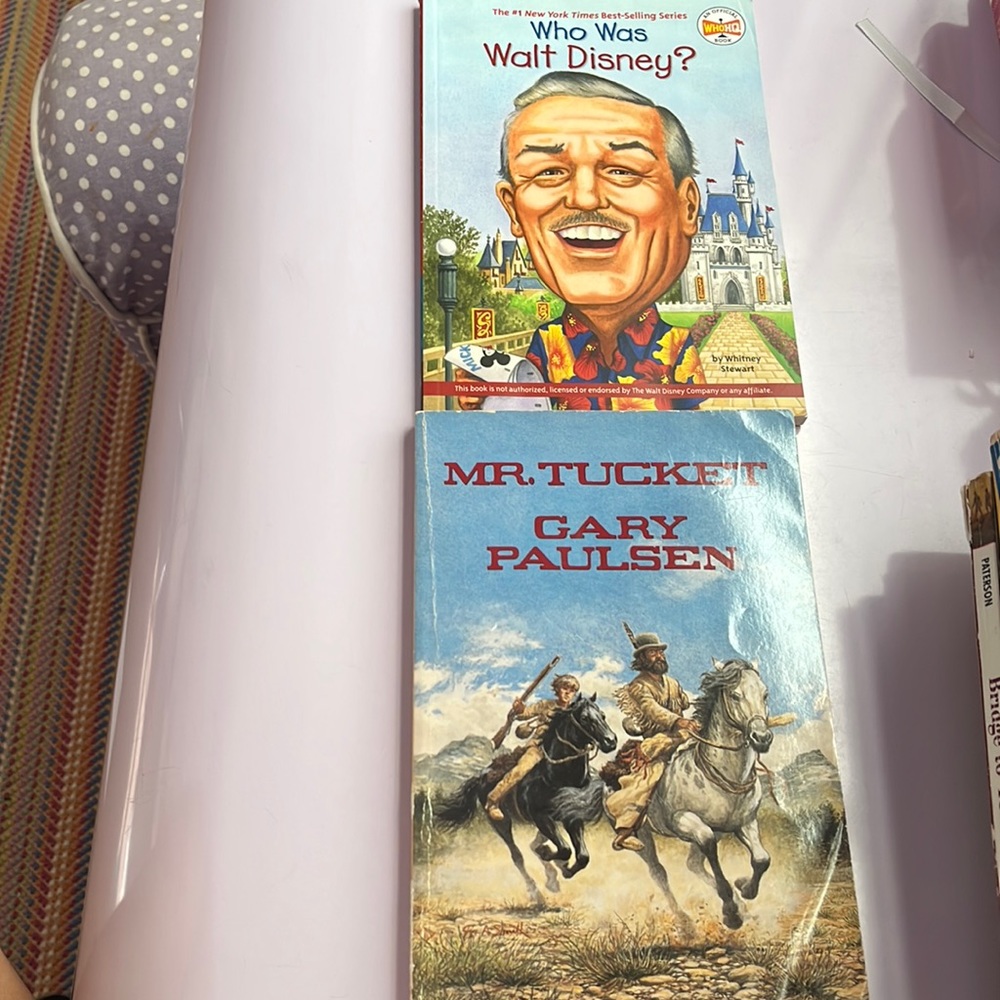Selling two books: Who was? Walt Disney? and Mr Tuckett by Gary Paulsen
